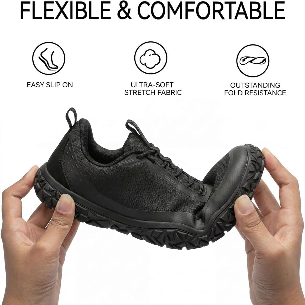 Kricely Barefoot Shoes Men Comfortable Zero Drop Trail Running Shoes Non-Slip Minimalist Gym Shoe Mens Weightlifting Cross Training Sneakers