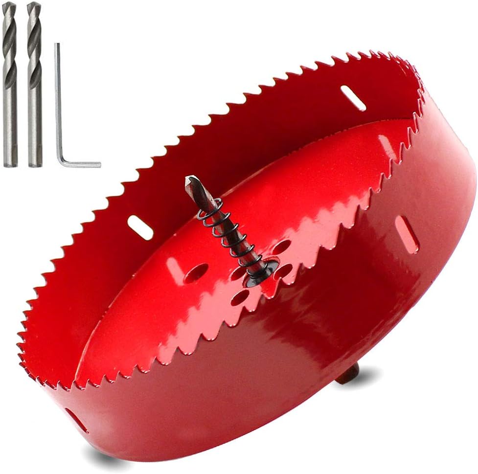 Hordion 168mm 6 5/8 inch Hole Saw, Heavy Duty Bi-Metal Hole Saws Bit Tooth Cutting for Cornhole Boards Drywall Wood Plastic Fiberboard Soft Metal