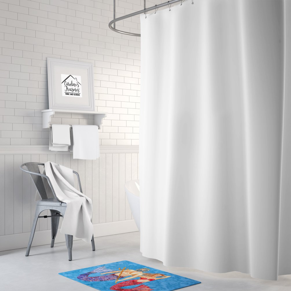 Caroline's Treasures 8801RUG Mermaid and Merman Machine Washable Memory Foam Mat, Bathroom Rug, Non-Slip Bath Mat, Durable Thick Washable Rugs for Kitchen, Bathroom Quick Dry, Decorative Artwork,