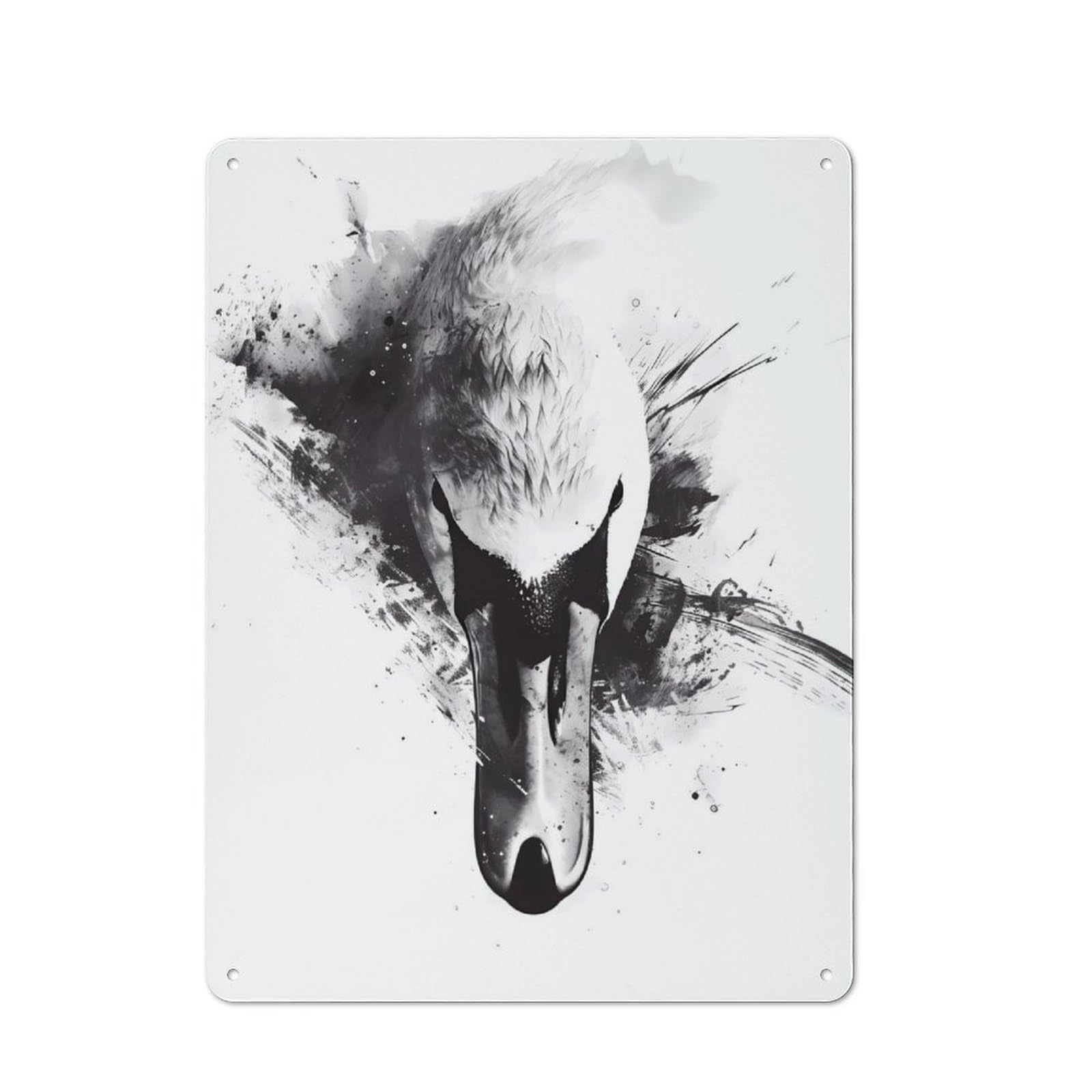 Metal Wall Sign 40x30cm Featuring Swan Watercolor for Garage Or Workshop, for Garage, Workshop And Man Cave Decoration