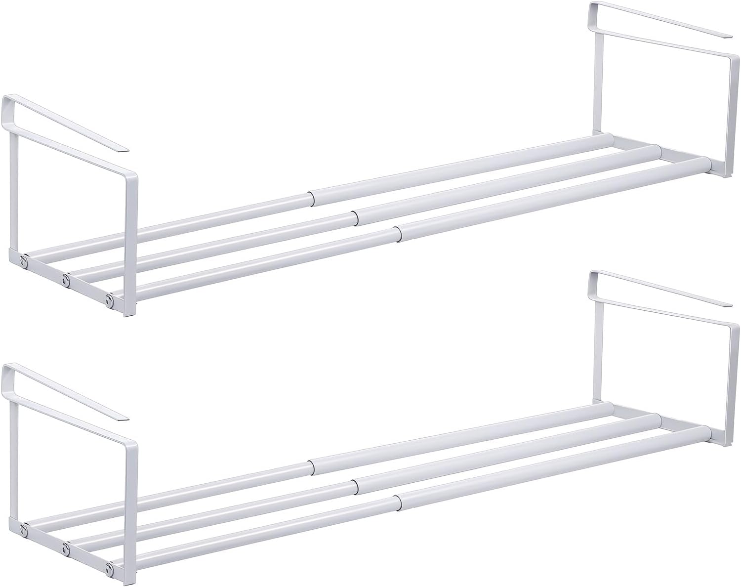 Qianyu 2 PCS Expandable Shoe Rack Organizer Adjustable Under Cabinet Shoe Rack Retractable Hanging Shelf for Space Saving Clothing Storage Dorm Room (White)