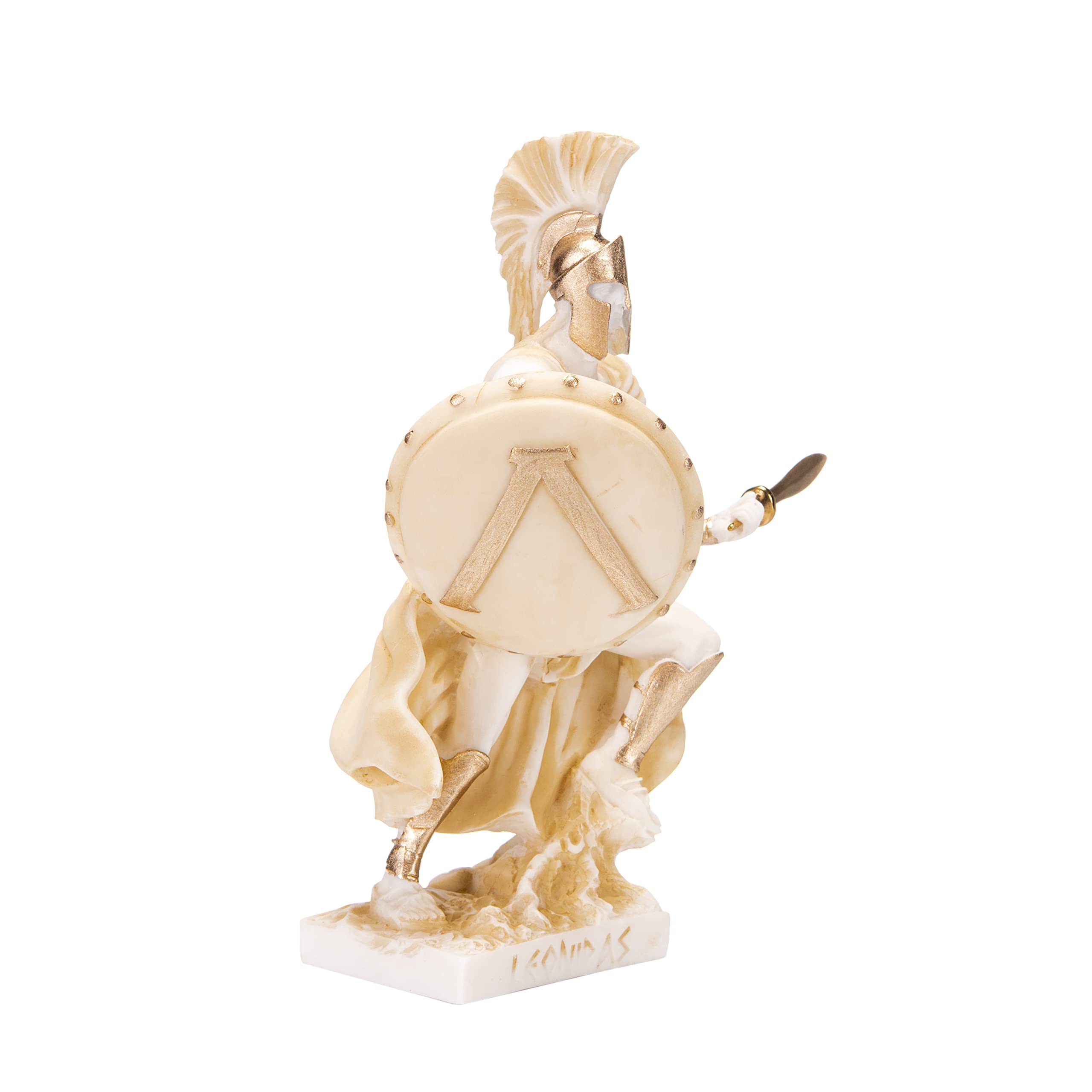 Leonidas Statua greca Re spartano figura scultura color oro alabastro 20 cm