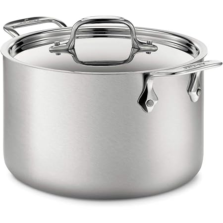 All-Clad BD552043 D5 Brushed 18/10 Stainless Steel 5-Ply Bonded Dishwasher Safe Soup Pot with Lid Cookware, 4-Quart, Silver