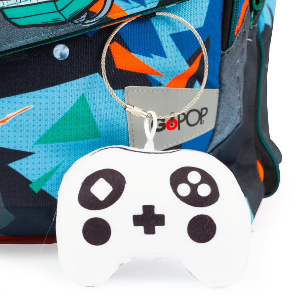 GO POP Zaino Estensibile Round Per Bambini, 3 Scomparti E Tasche Interne, Schienale E Spallacci Imbottiti, Con Fascia Personalizzata E Pop Up, Per Scuole Elementari e Medie