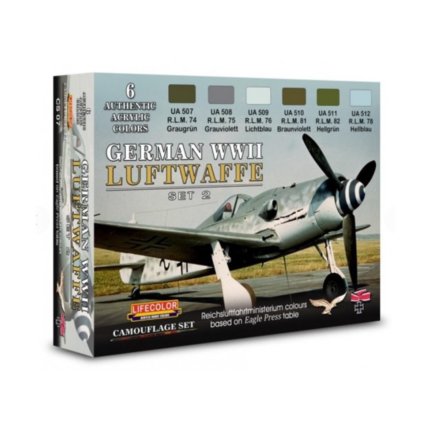 Lifecolor Set di colori acrilici CS07 Luftwaffe German WWII Set 2