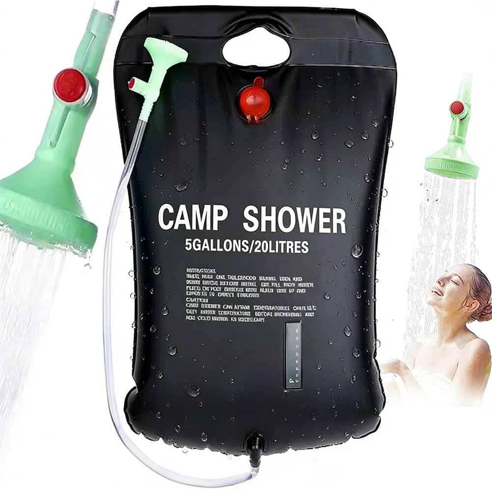 Spiritzohic Solar Shower Bag, 20L Camping Shower Bag with Removable Hose and On-Off Switchable for Camping Beach Swimming Outdoor Traveling Animal Costume Accessory