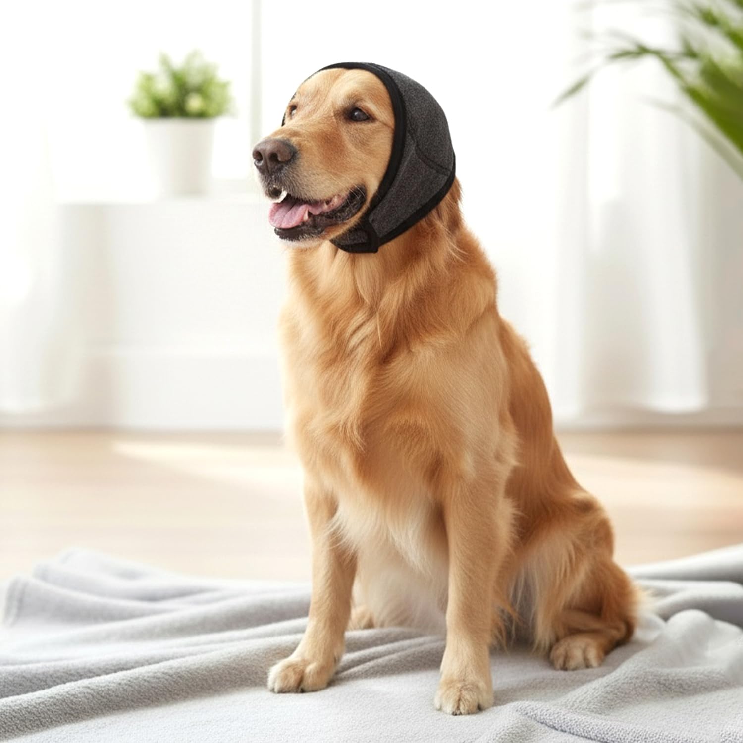 Protectores de Oídos y Orejeras para Perros, Cancelación de Ruido y Protección Auditiva Ajustable Calma para Perros Pequeños y Medianos, Aseo, Baño, Fuegos Artificiales, Truenos (Gris-L)