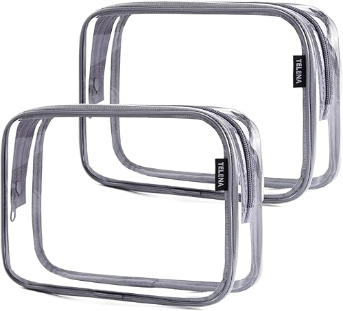 Telena Neceser de viaje transparente, aprobado por la TSA, paquetes de maquillaje cosméticos multifuncionales, accesorios de transporte de tamaño de