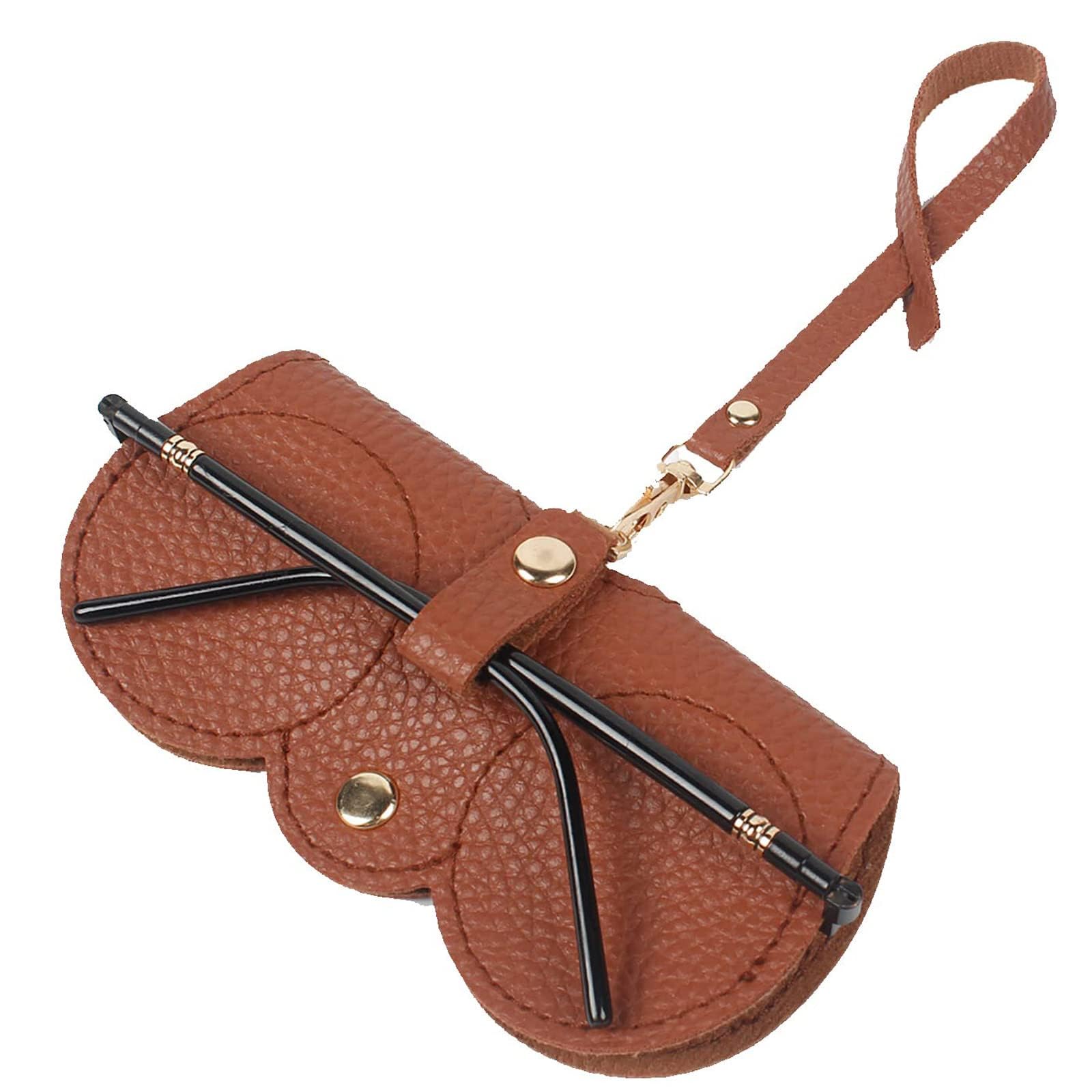 GrewasSoft Leather Sunglasses Bag, Leather Glasses Case Holder Portable Soft Leather Sunglasses Bag Slim Sunglasses Pouch