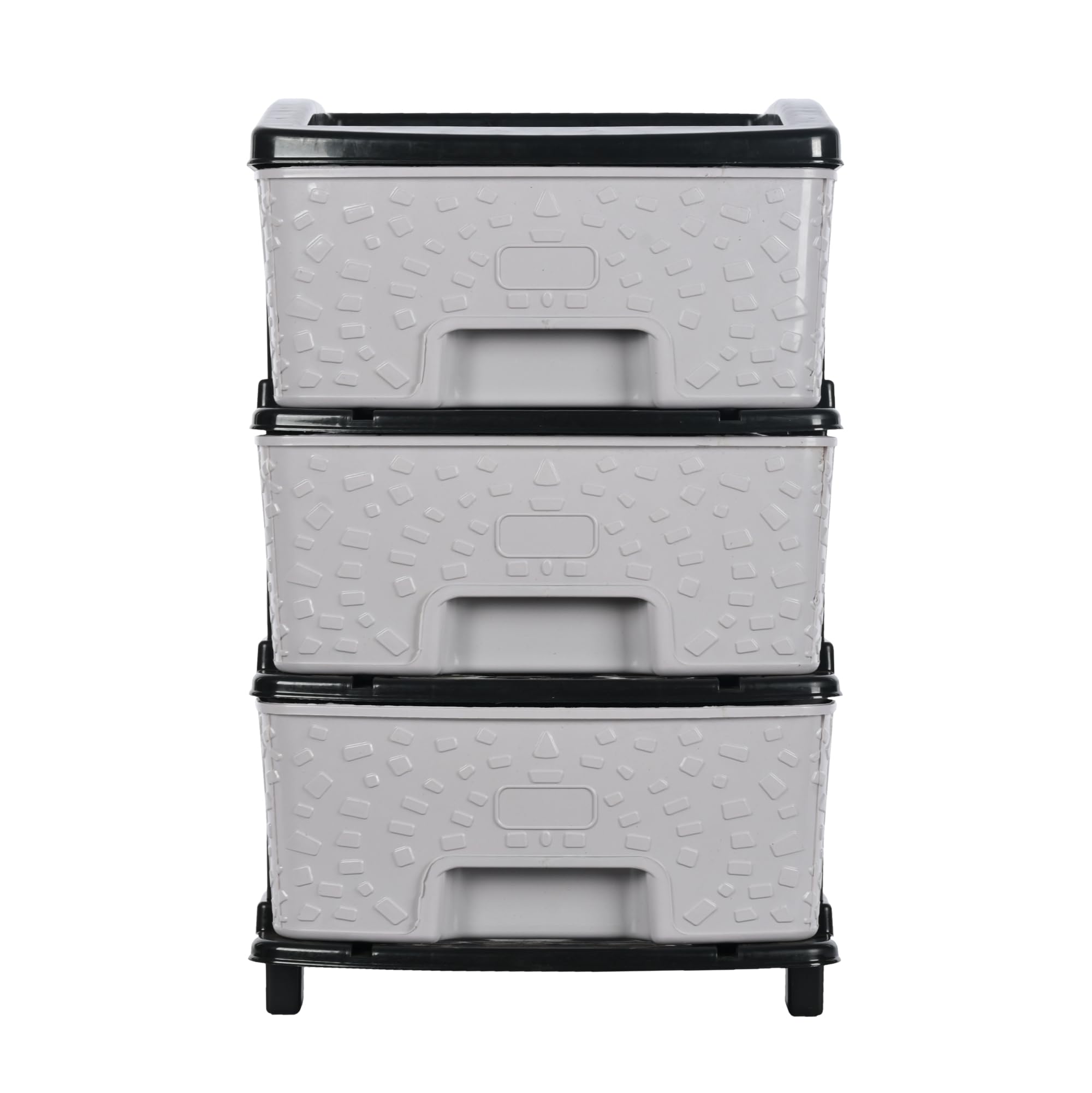 Kuber Industries 3-warstwowy i plastikowy organizer do przechowywania szuflad o pojemności 53 l, modułowy organizer do kuchni i zabawek do pokoju dziecięcego, czarno-szary