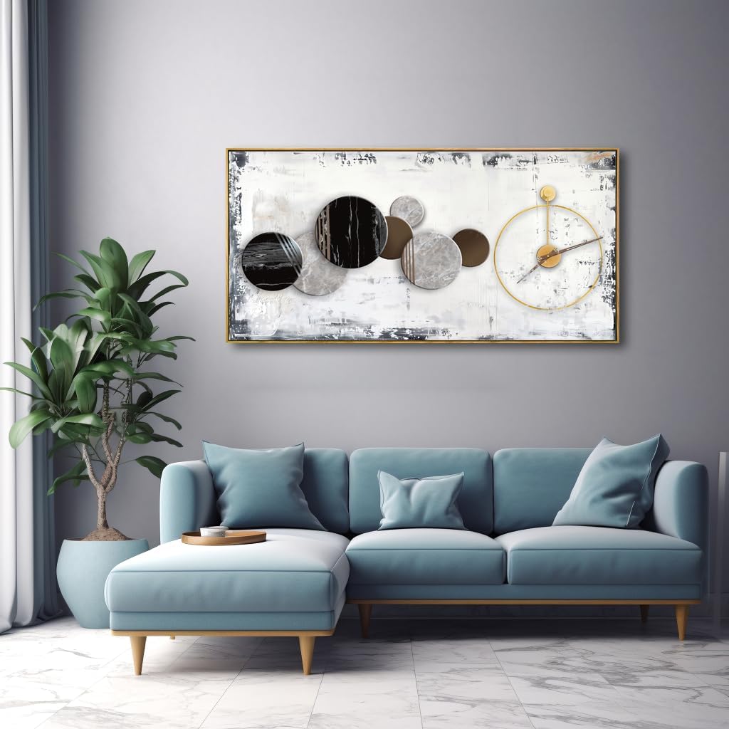 MooMel Wall Art Clocks Prints Modern Simple Artwork Canvas Painting for Living Room Bedroom Dining Room Home Office Decor Large Framed Ready to Hang 30"x60"