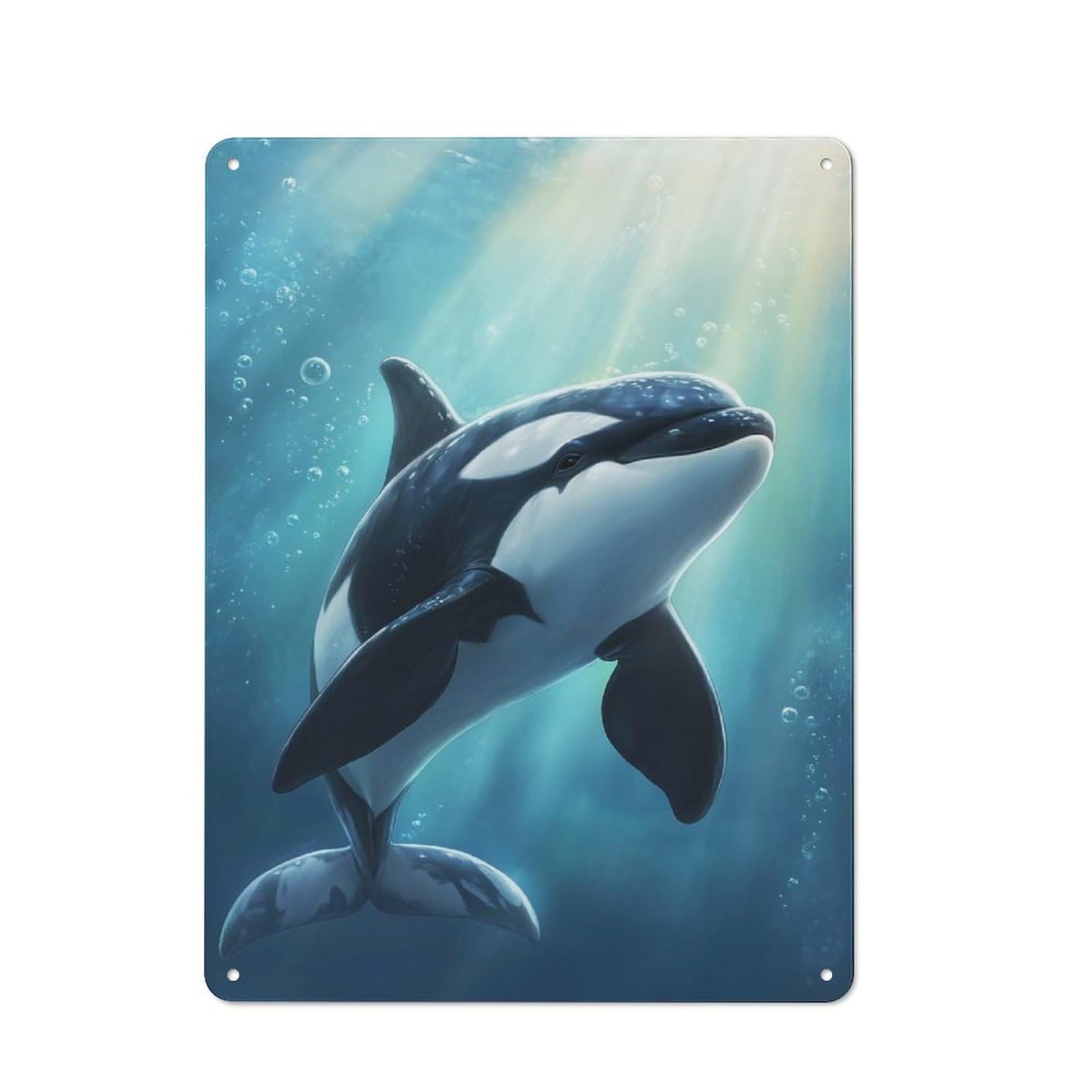 Junmoney Baby Orca In Blue Water Retro Printed Metal Sign 40X30cm For Living Room Wall, Wall Decor For People Reorganising Living Room