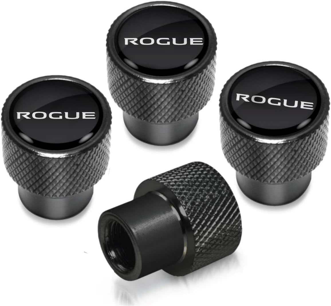 Metal Tire Valve Stem Cap Covers Rogue Emblem Air Valve Cap Set Dust Proof Leak-Proof Air Cover Compatible with Nissan Rogue Accessories (R)