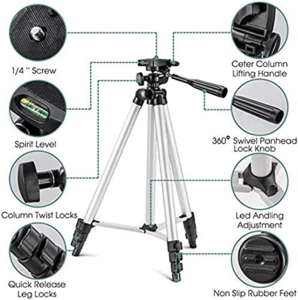 Treppiede Fotocamera Leggero Cavalletto Allungabile Alluminio con Livella Regolabile Estendibile per Macchina Fotografica digitale Videocamera Treppiedi Camera per Canon Nikon Supporto Smartphone