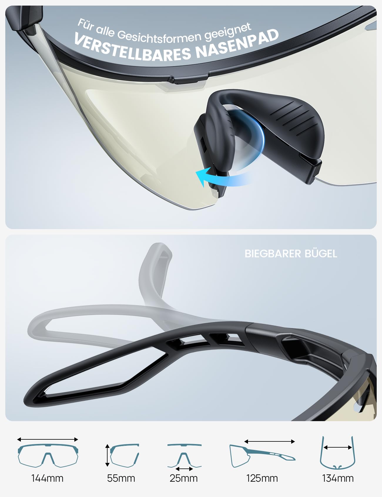 FeiOne Sportsonnenbrille Mit Selbsttönung - 30g Leicht Für Radfahren & Laufen