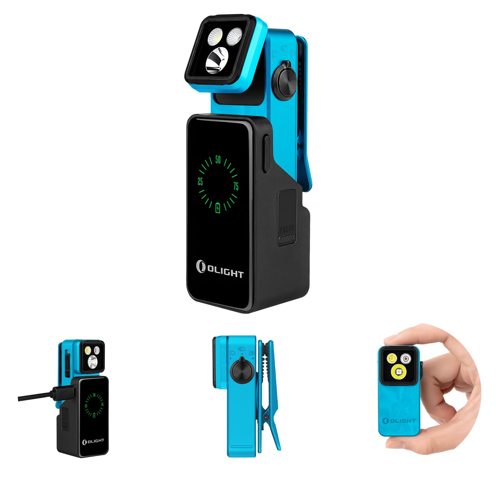 OLIGHT Oclip 2 Pro Premium Rechargeable 530 Lumens Clip-on Torch,Tidal Blue