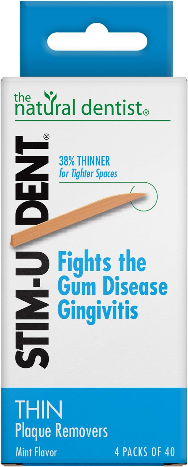 The Natural Dentist Stim-U-Dent Plaque Removers, Thin, Mint Flavor -160 ct.