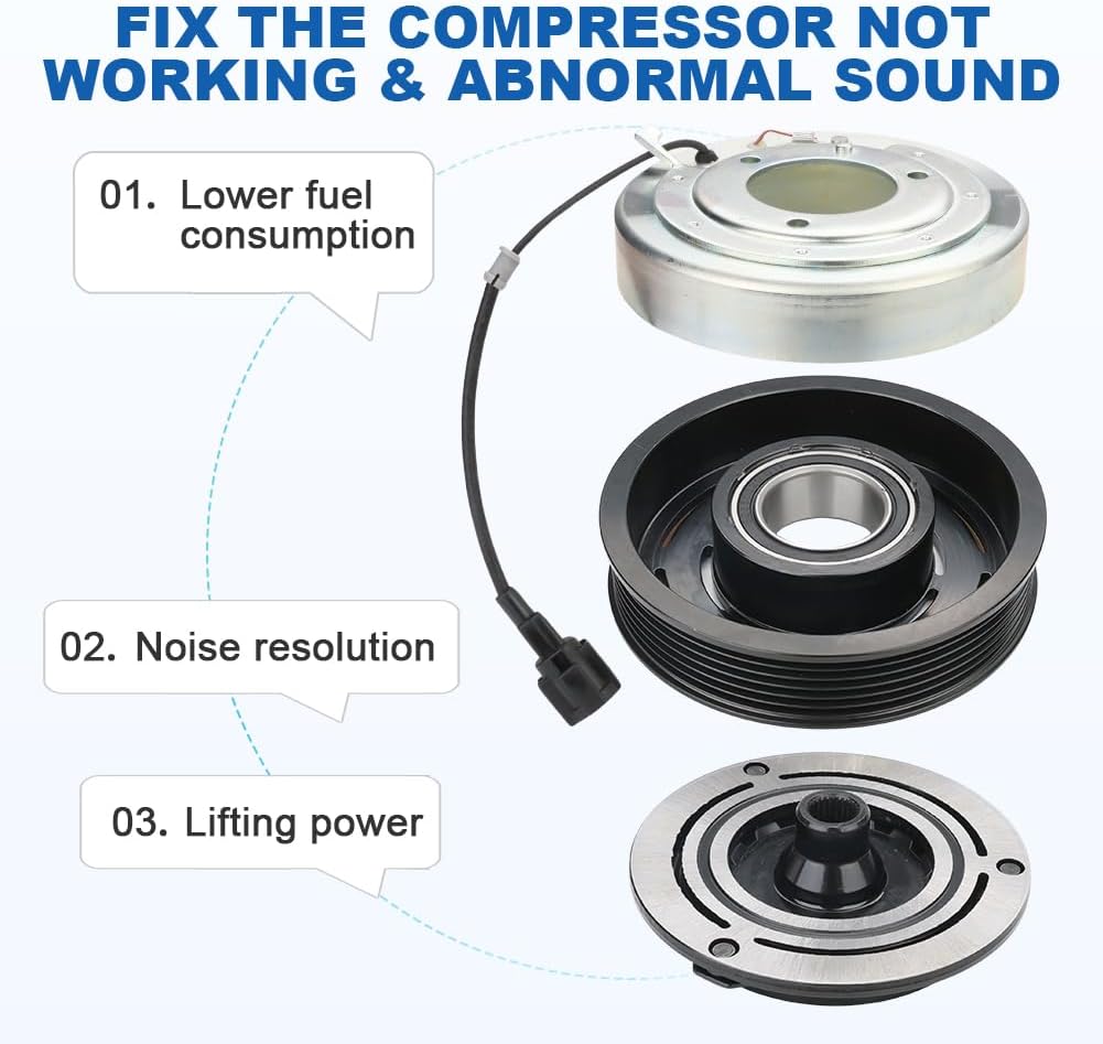 JDMON Air Conditioner AC Compressor Clutch Kit Compatible with Nissan Altima L4 2.5L 2002 2003 2004 2005 2006 Replace 58461, 57461, 926008J00A, 926008J01A, 926008J020