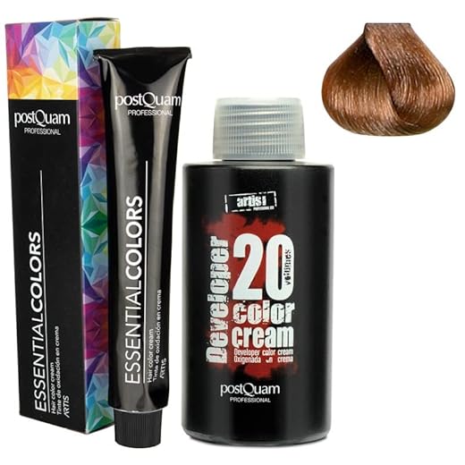 PostQuam - Pack de 3 Tinte de Peluqueria Profesional + Agua Oxigenada en Crema de 20 VOL | Tinte Permanente 100% Cobertura de Canas Garantiza Color Natural Uniforme y Duradero