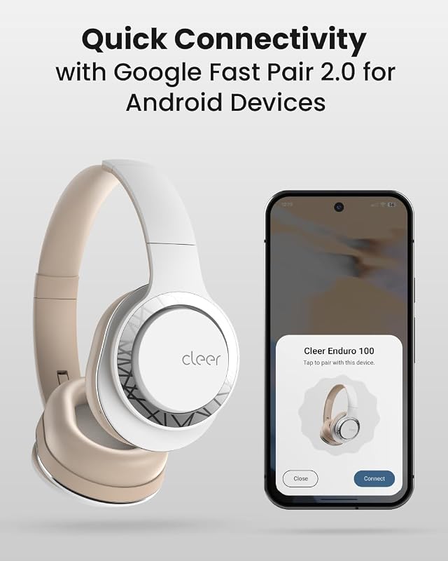 Cleer Audio Enduro 100 Bluetooth Wireless Over the Ear Headphone - Up to 100 Hours Battery Life, Built-in Mic, Hi-Res Sound, Comfortable Fit and Fordable Design, for iPhone & Android (Sand) image 5