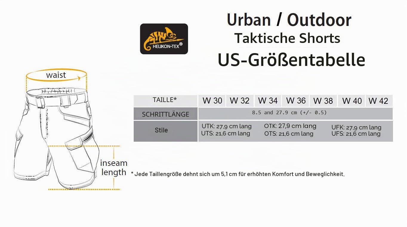 Helikon-Tex Urban/Outdoor Taktische Shorts für Herren – leichte Cargo-Shorts für Taktische, Militär, Polizei, Wandern, Jagd