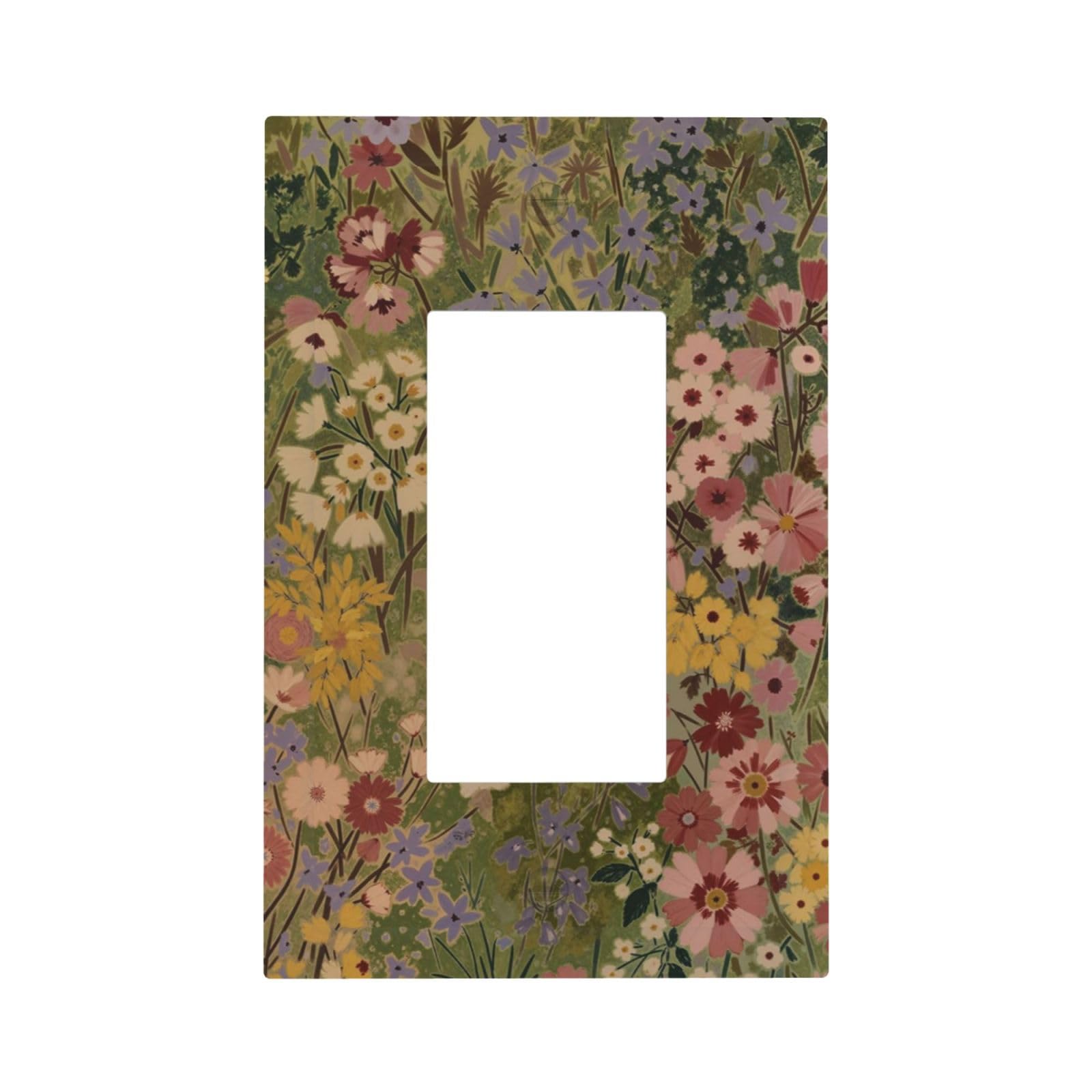 Xuejiaku Decorative Outlet Covers Vintage Watercolor Wildflower 1 Gang Rocker Light Switch Covers Single Gfci Wall Plate Boho Floral Botanical Switchplate Plug Faceplate for Cottagecore Decor