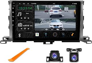 Android Car Radio with Front and Rear Camera for Toyota Highlander 2014-2019 Octa Core 6+128GB 13 inch 1920 X 1200 QLED Touch Screen Double Din Stereo 4G DSP AM FM RDS SWC
