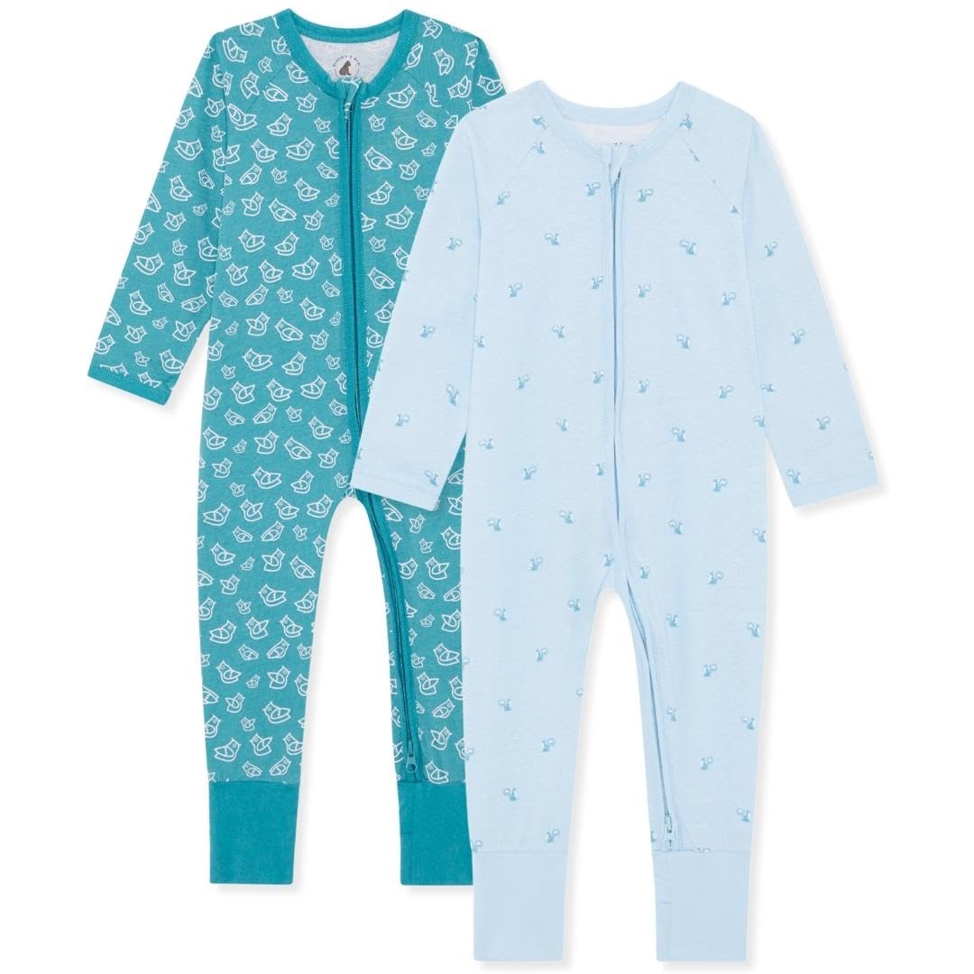 Bramble & Bear (2 szt. w opakowaniu unisex śpioszki dla niemowląt, Czerwony i turkusowy, 9-12 miesięcy