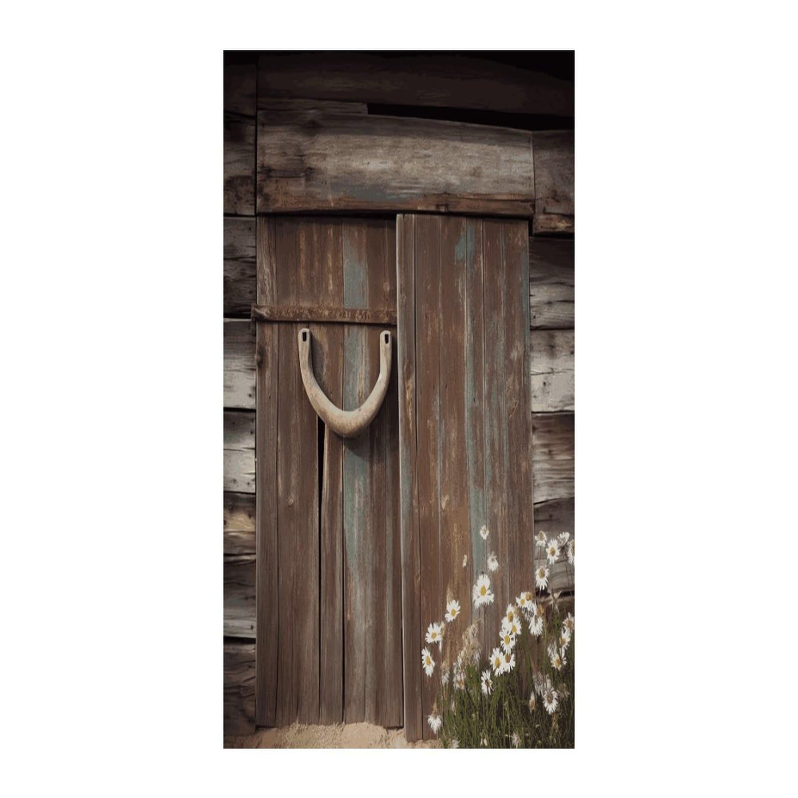 KHAUERBC Rustic Horseshoe Barn Wooden Blackout Curtains for Light Filtering Doorway Curtains .Room Divider Curtain As Sliding Door/Closet/Patio。French Door Curtain 70 * 35.4 Inch for Home Decors.