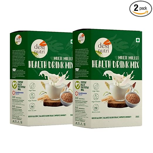 Multi Millet Health Mix | Ready to Drink Health Mix | Loaded with Iron & Rich in Fiber | For Mind & Body Wellness | Nutrient Rich | Pack of 2-250 gms each