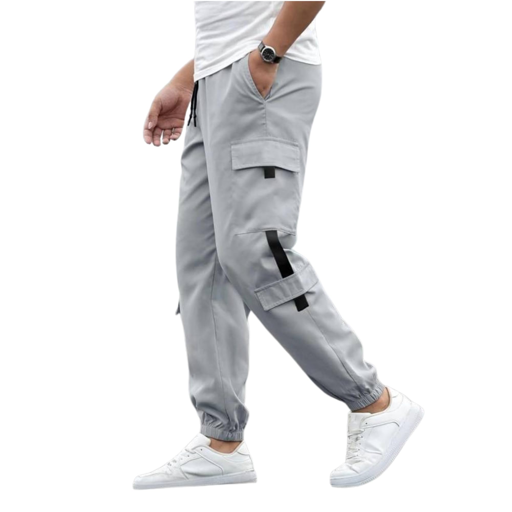 g device with griva designer Men’s Lycra Blend Cargo Jogger Pants – Stretchable, Comfortable, Lightweight Activewear with Pockets, Elastic Waistband, Tapered Fit, Casual-picture-21