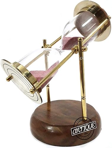 Reloj de arena de reloj de arenareloj de latón hecho a mano soporte de madera modelo vintage hogar  oficina regalos para amigospadres