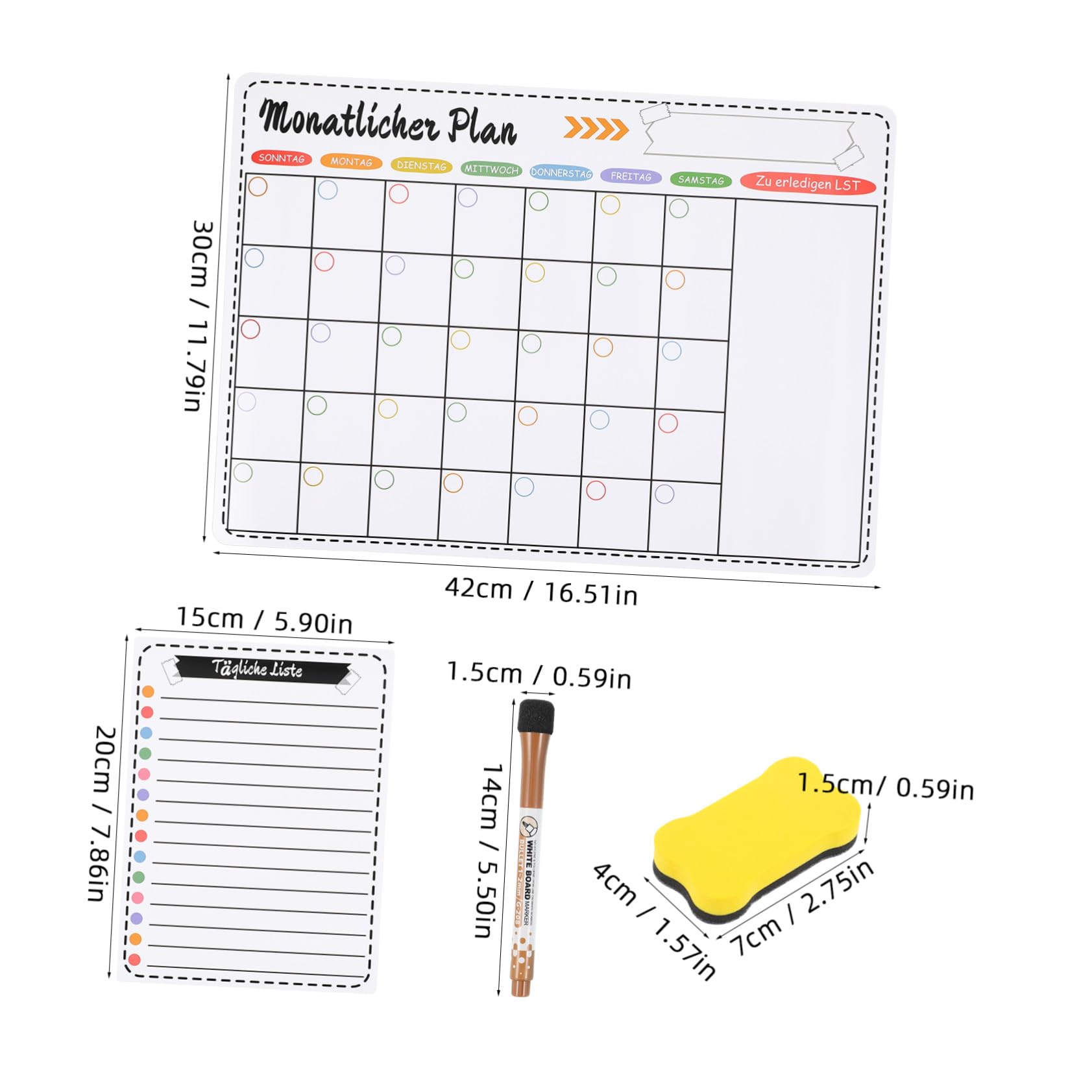 Calendrier Effaçable à Sec Magnétique Tableau Blanc pour Réfrigérateur