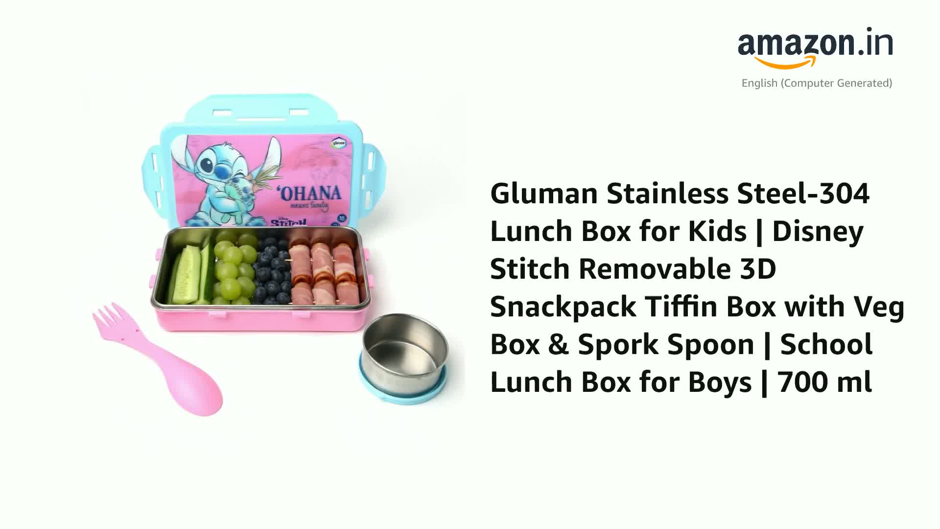 Buy Gluman Stainless Steel-304 Lunch Box for Kids | Disney Stitch