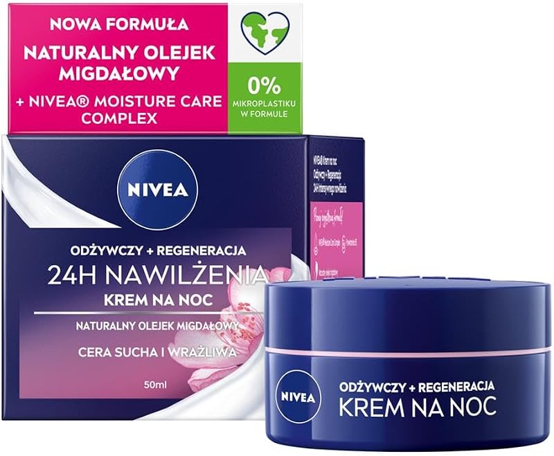 Creme noturno NIVEA para pele seca a sensível com óleo de amêndoas e pró-vitamina B5, 50 mL