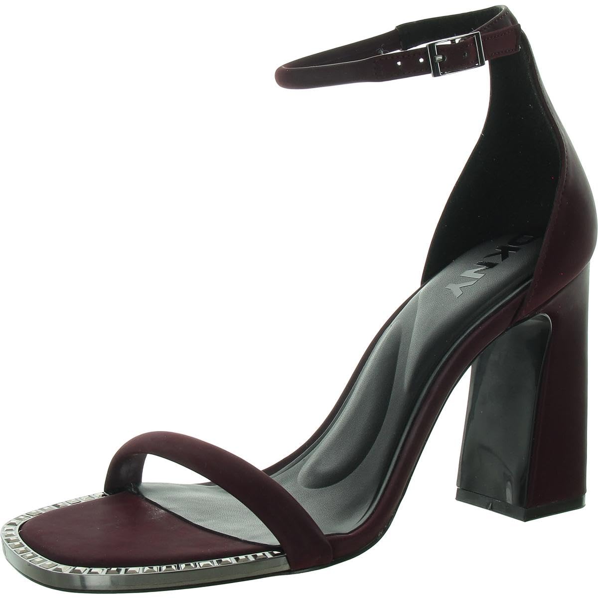 DKNY Women's Waylin Sqaure Toe Ankle Strap Block Heel Heeled Sandal