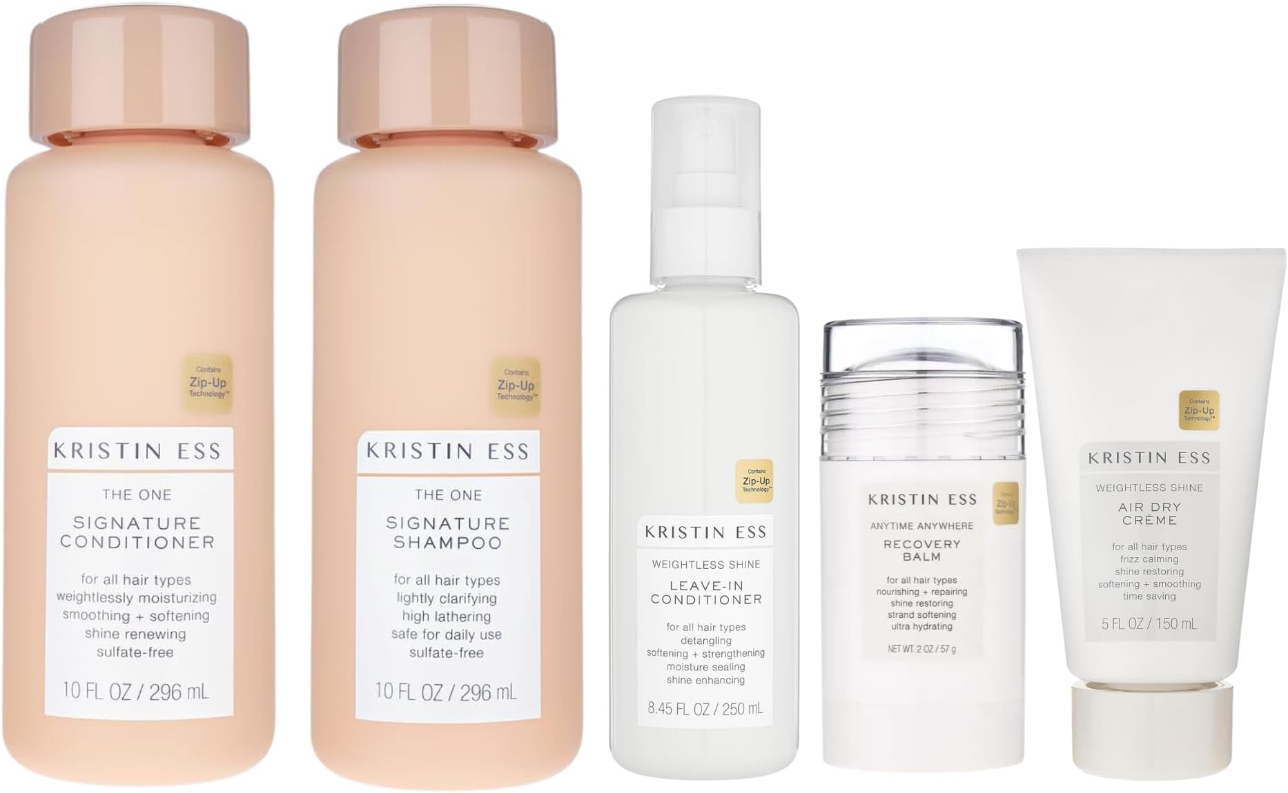 Kristin EssEssentials Set - Shampoo and Condition, Leave In Conditioner, Blow Dry Cream & Hair Styler Balm (Variety Pack)