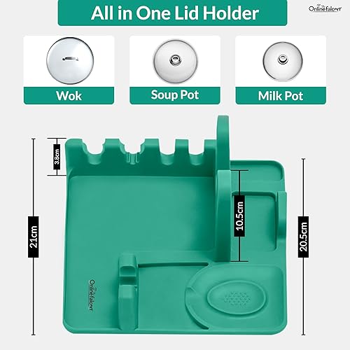 Miniatura 2 de TOF - Soporte de cuchara de silicona 3 en 1 con almohadilla de goteo para estufa, soporte grande para múltiples utensilios, apto para lavavajillas,
