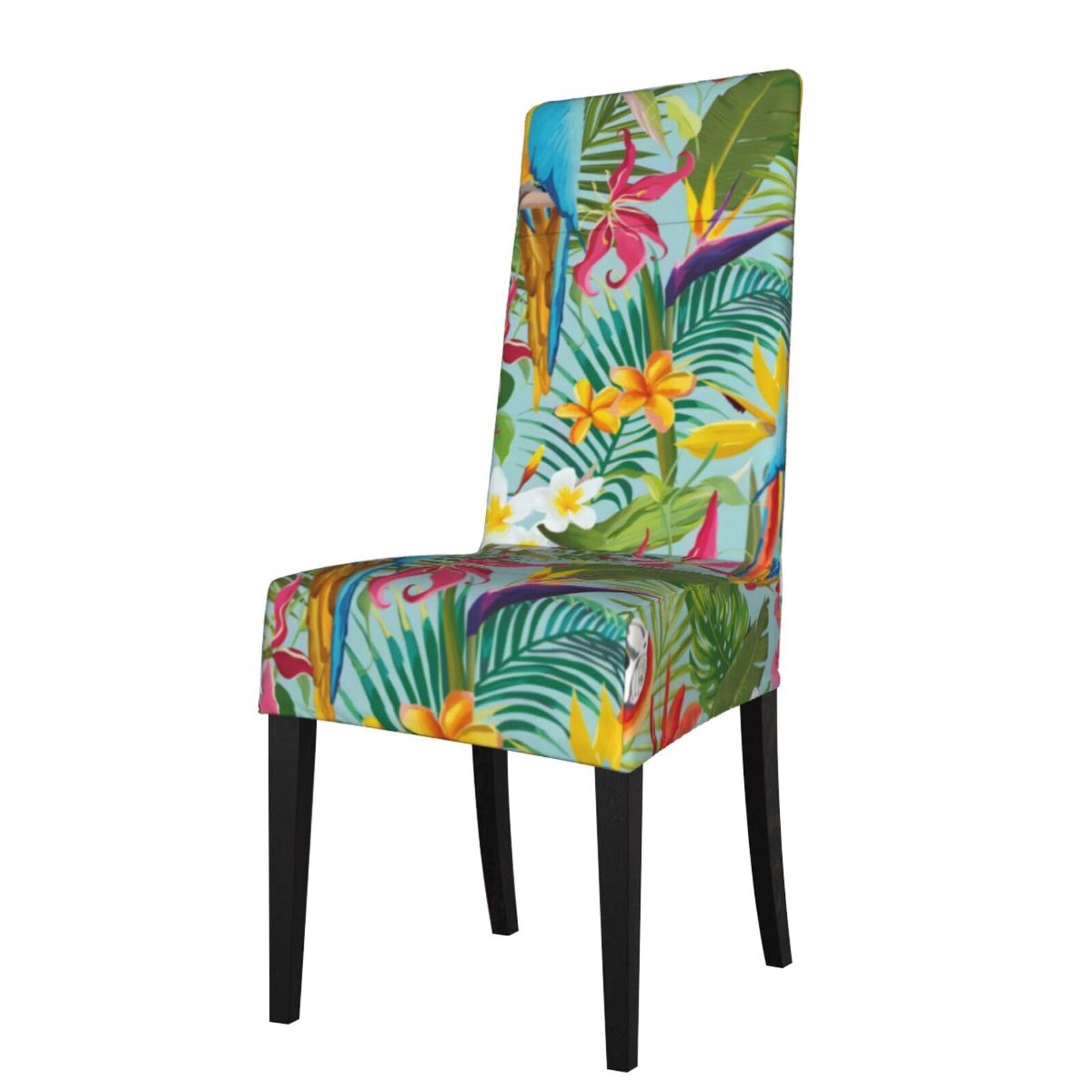 YYHHAOFA Tropical plants and parrots Prints Protection Cover for Dining Chair - Stretch Slipcovers, Easy Refresh for Your Dining Room & Event Decor