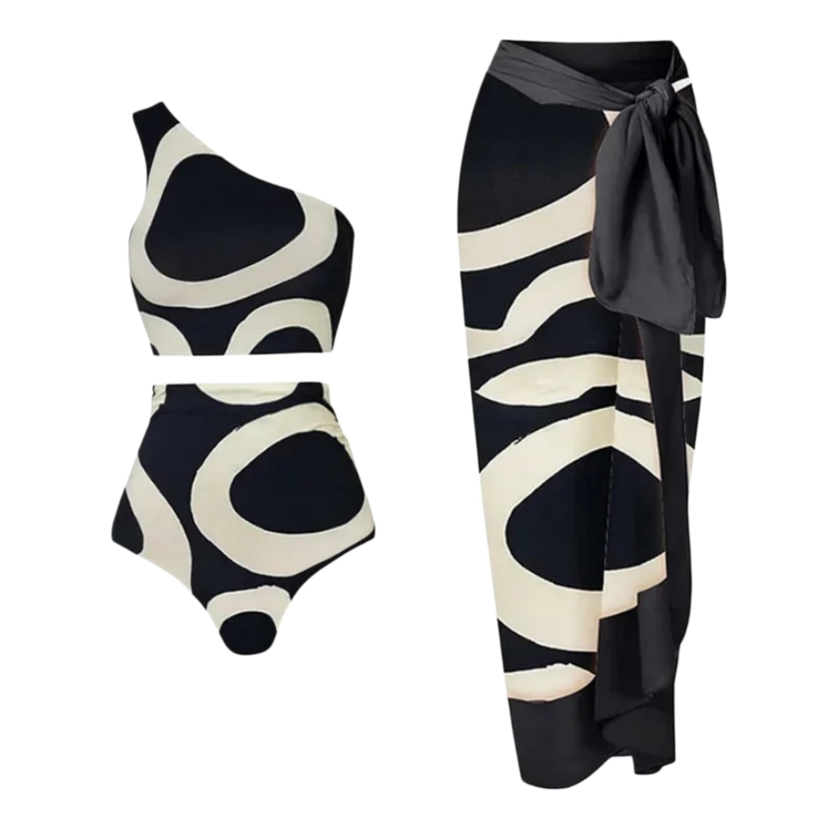 Conjunto Bikini Mujer Push Up Mujeres Set Hombro Único Cintura Alta Color Bloque Traje De Baño Ropa Playa Femenino-Bikini 1-m