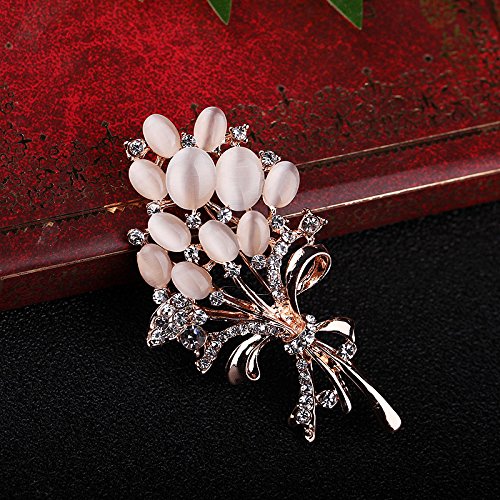 Image of Large Brooch Pin Austrian Crystal Leaf Shape Bouquet Rhinestone Scarf Decoration Wreath Cloth Brooches Pins For Women Girls
