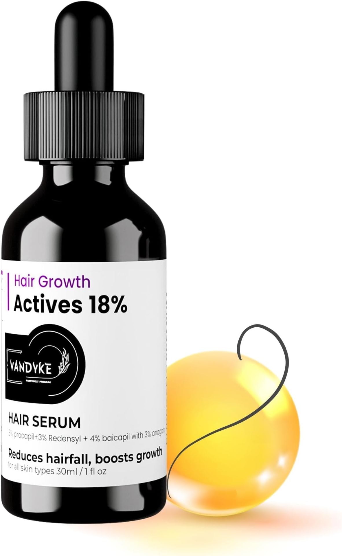 Vandyke 18% Hair Growth Actives Serum Procapil, Capilia Longa, Redensyl & Baicapil (30 Ml), 100 Grams