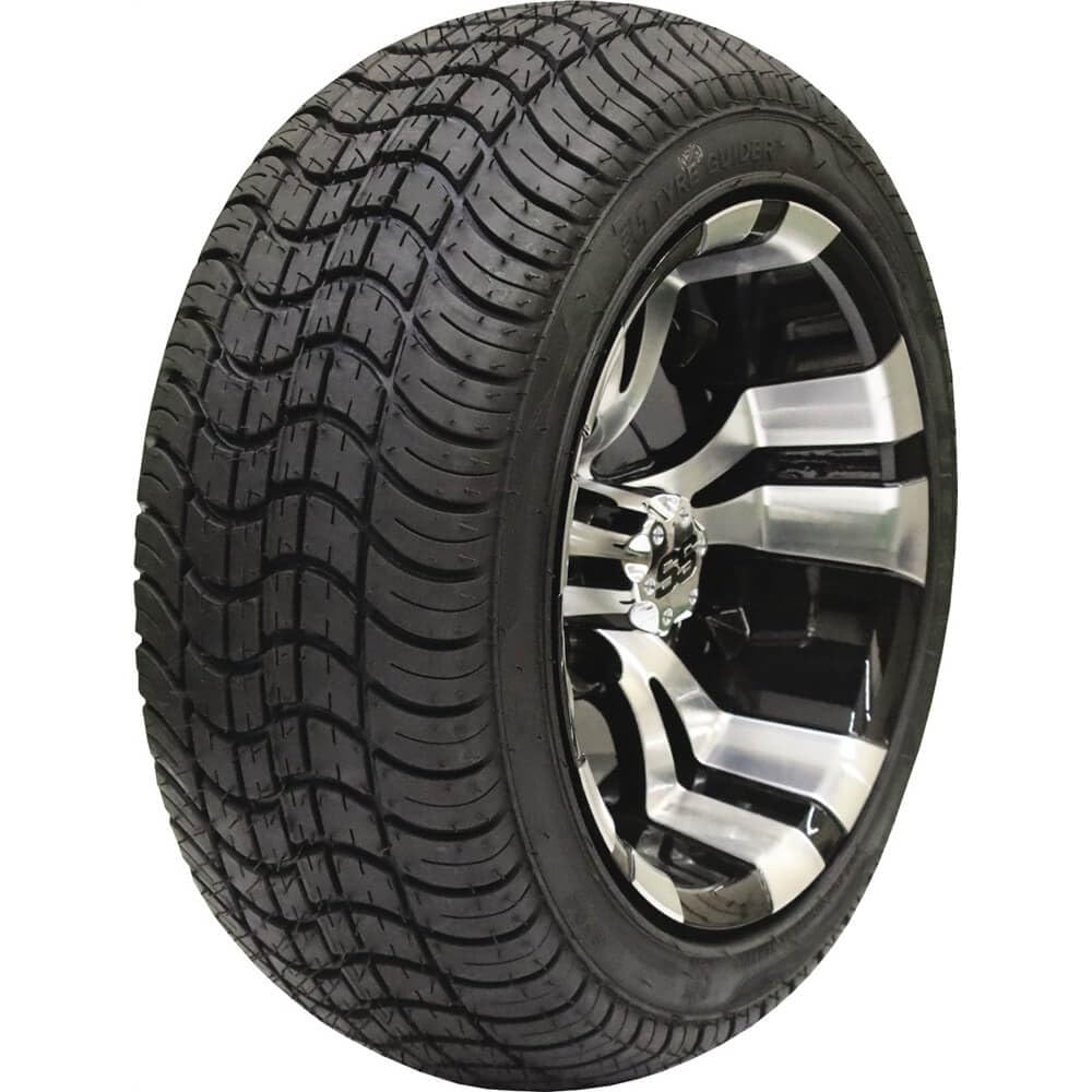 Ocelot D118 12x7 Golf Cart Wheel, 4/4 Bolt Pattern, 3+4 Offset with GF04 225/35-12, Non-Directional, 4-Ply Rated, Tubeless Golf Cart Tires – General Purpose 19x8-12 Golf Cart Tire & Wheel Kit