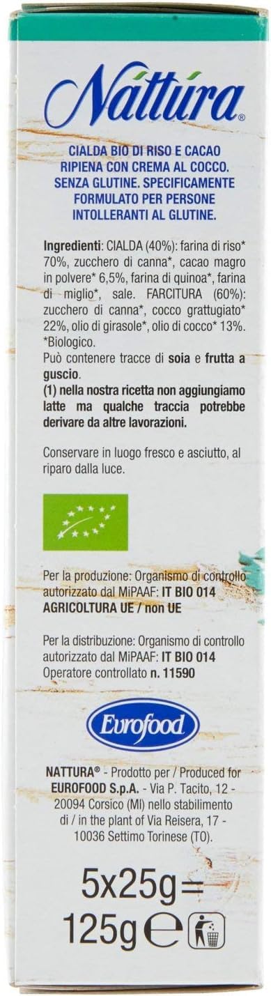 Italian Gourmet Nattura Glutenfreie Kokos-Cannoli 9x125g 1,125kg 90 Stück