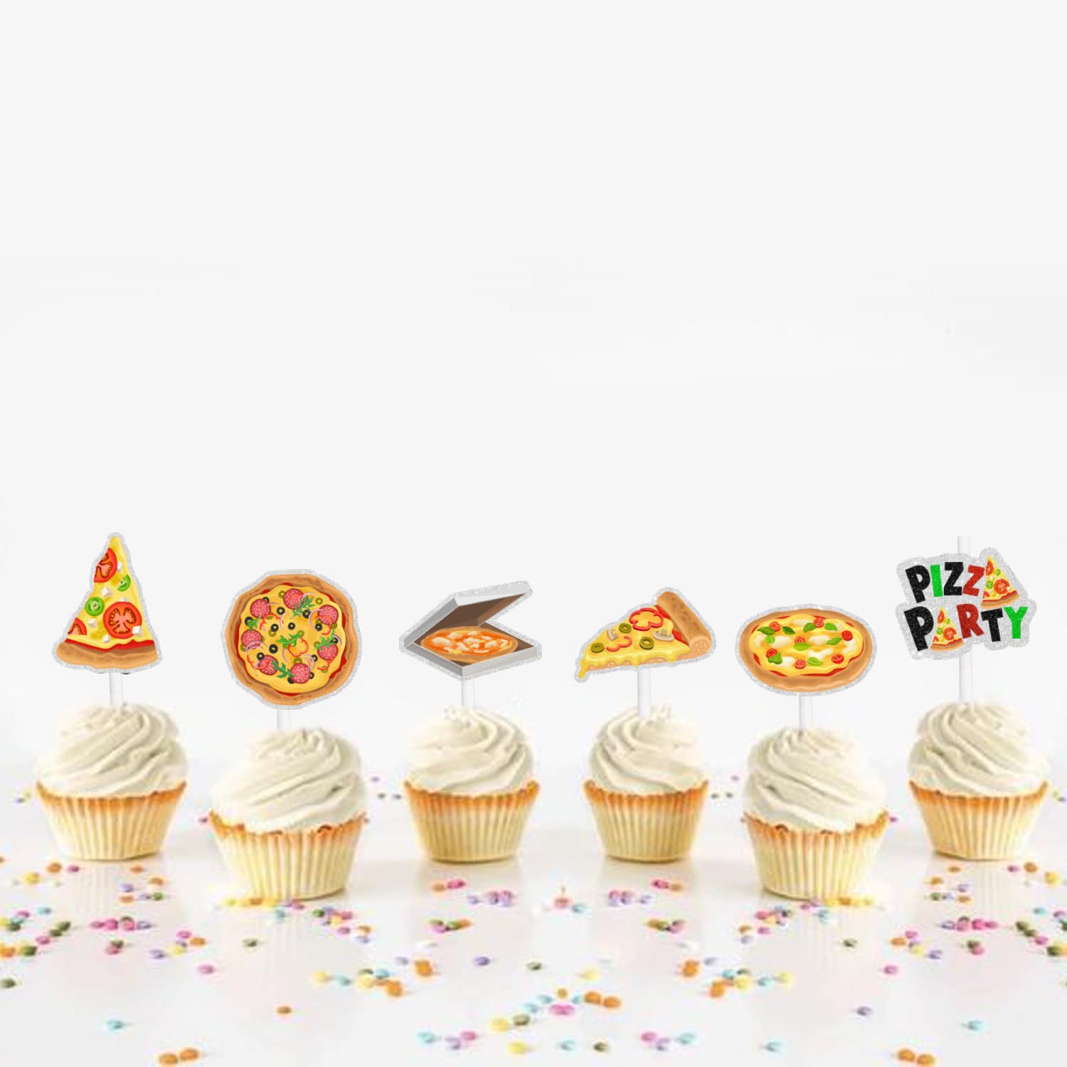 24-Piece Pizza Cupcake Toppers – Pizzeria Birthday Party Decorations For Boys, Girls, Baby Showers