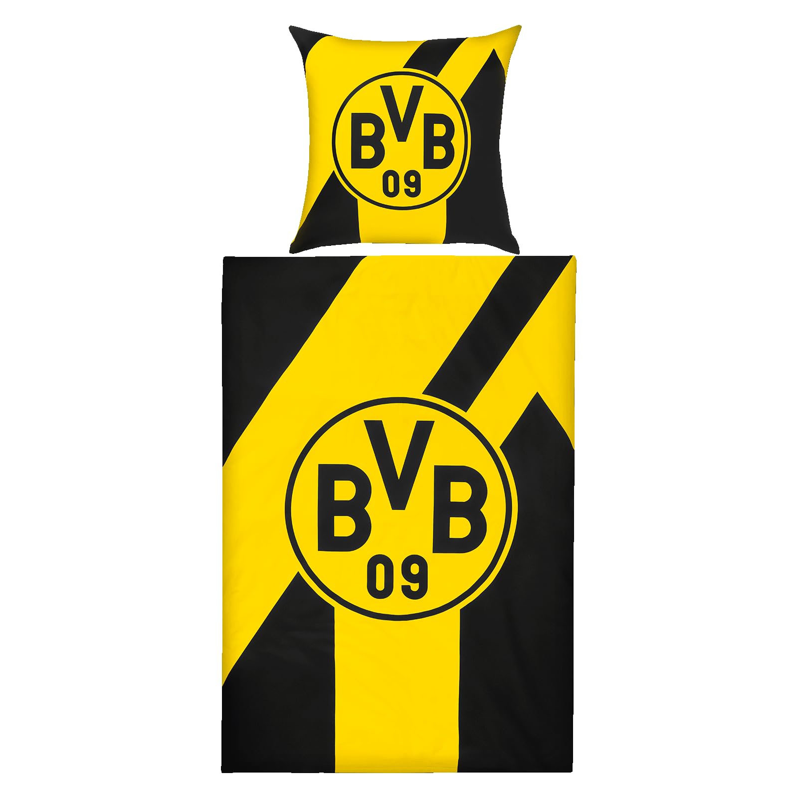 Borussia Dortmund BVB pościel z podpisami 2024/25, czarna, 135 x 200 cm z zamkiem błyskawicznym, podwójna konstrukcja