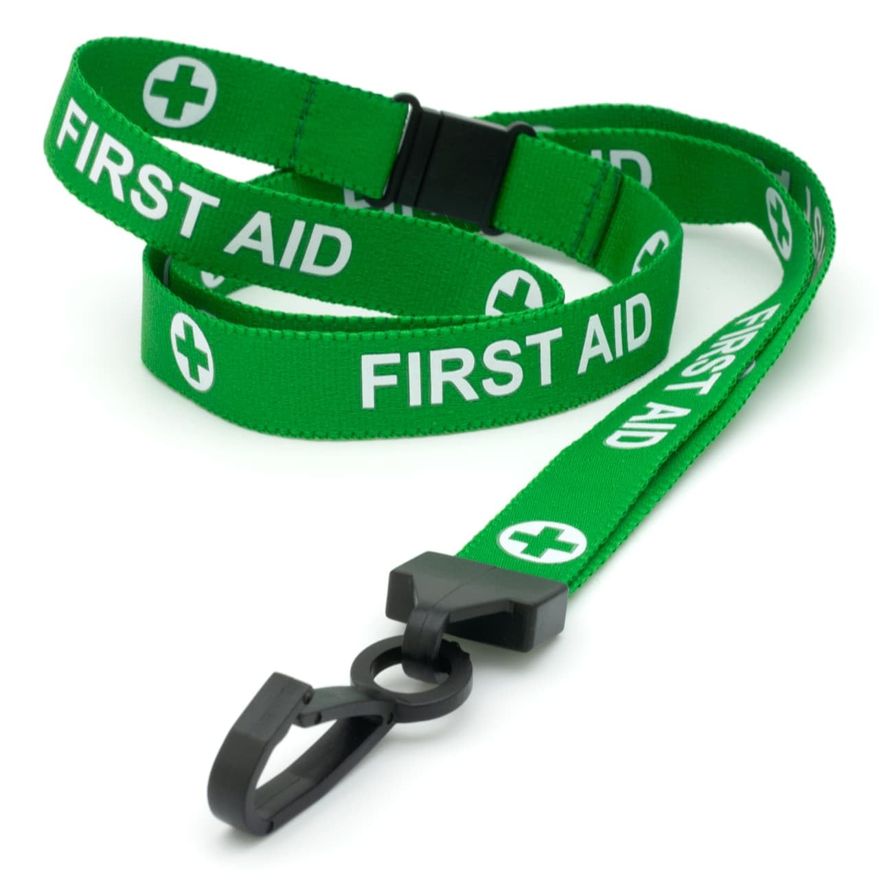 CKB LTD Green Contractor Lanyards Breakaway Safety Lanyard Neck Strap Swivel Plastic Clip For Id Card Holder Pull Quick Release Design Pack Of 50 59661