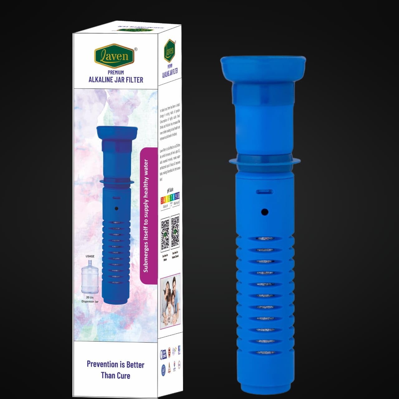 Laven Alkaline jar Filter for 20 litres Jars Alkaline, Mineralising laven Water Filter to Increase PH and Disc Titanic Bio Disk PH Works 5 Litre Water Jug Ro Purifier Tank Pot 8000 Ltrs Life