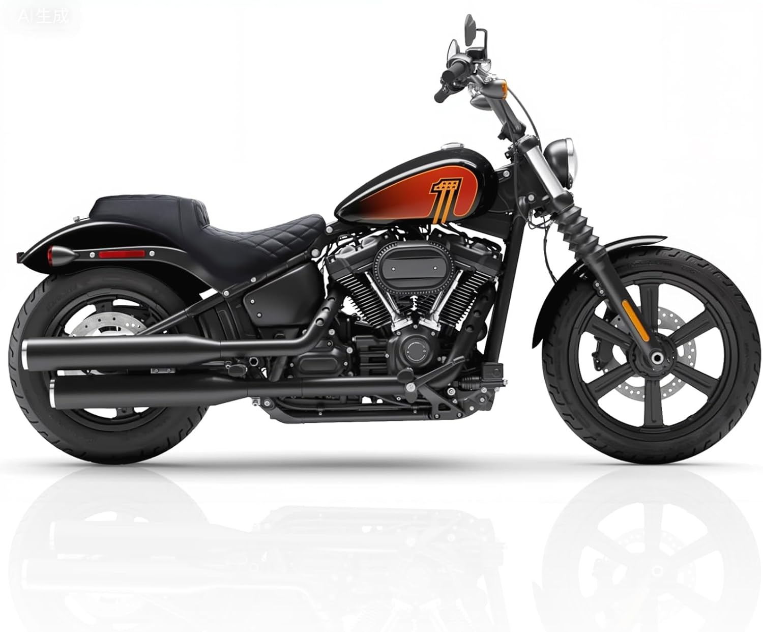 Comfort Motorcycle Seat One Piece Driver Passenger for Harley Softail Street Bob FXBB FXBBS 2018-2025 Softail Standard FXST 2020-2025 Heritage Classic FLHCS 2018-2024 Black Stitching