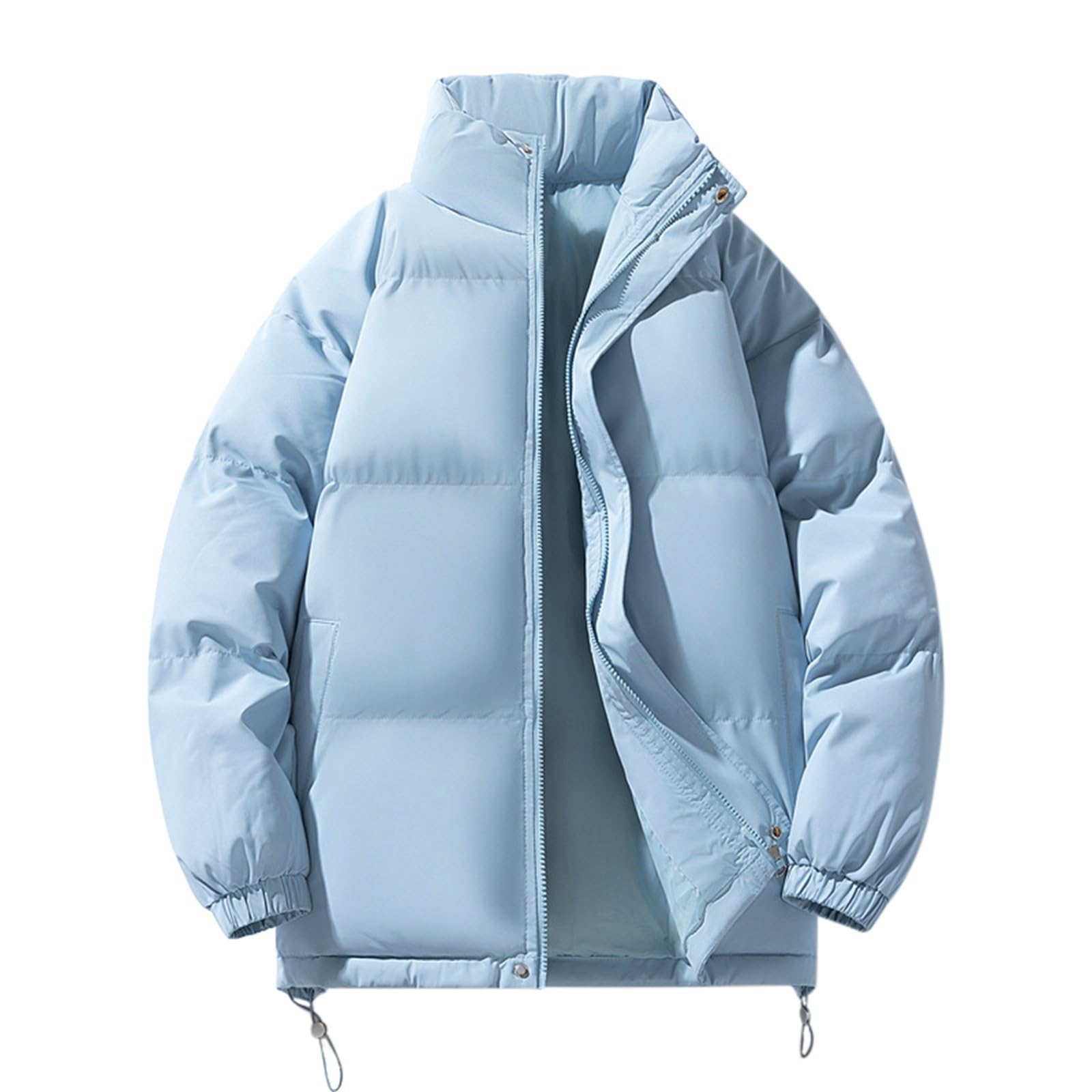 Generico Giacca Donna Colletto alla Coreana Zip Calda Tasca Unisex Capospalla Giubbino Imbottito (Blu, L)
